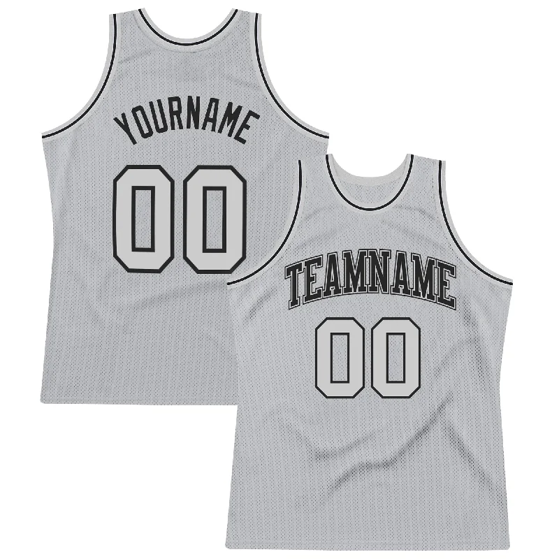 Basketball Jersey with Numbered Sleeves-Custom Gray Gray-Black Authentic Throwback Basketball Jersey