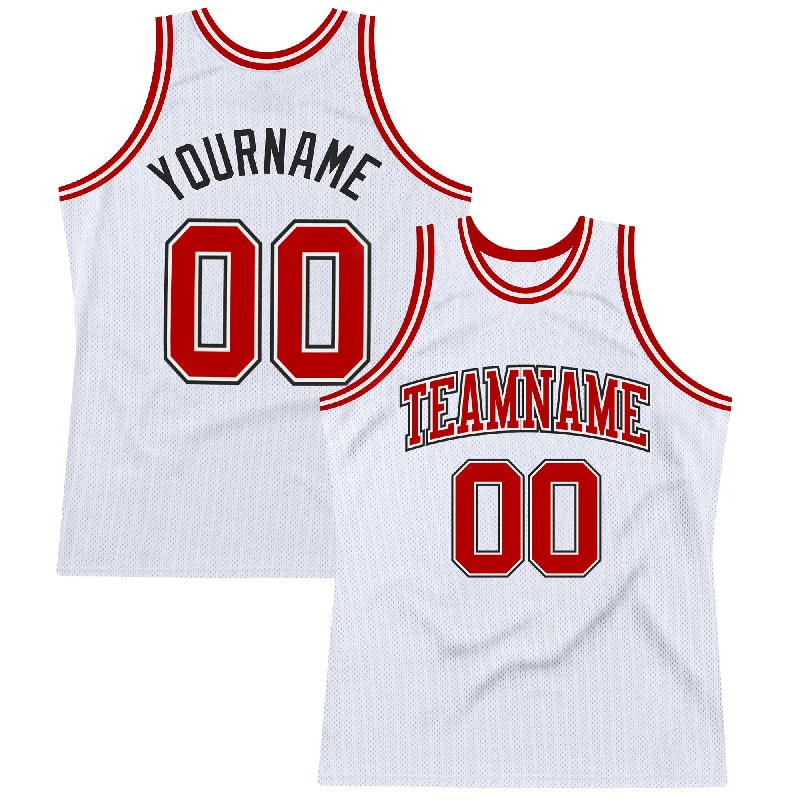 Best Basketball Jersey-Custom White Red-Black Authentic Throwback Basketball Jersey