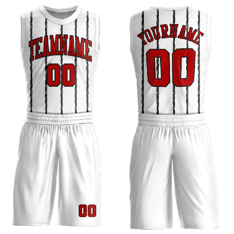 Basketball Jersey for Away Games-Custom White Red-Black Round Neck Sublimation Basketball Suit Jersey