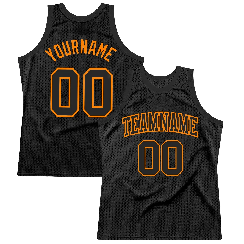 Basketball Jersey for Softball-Custom Black Bay Orange Authentic Throwback Basketball Jersey