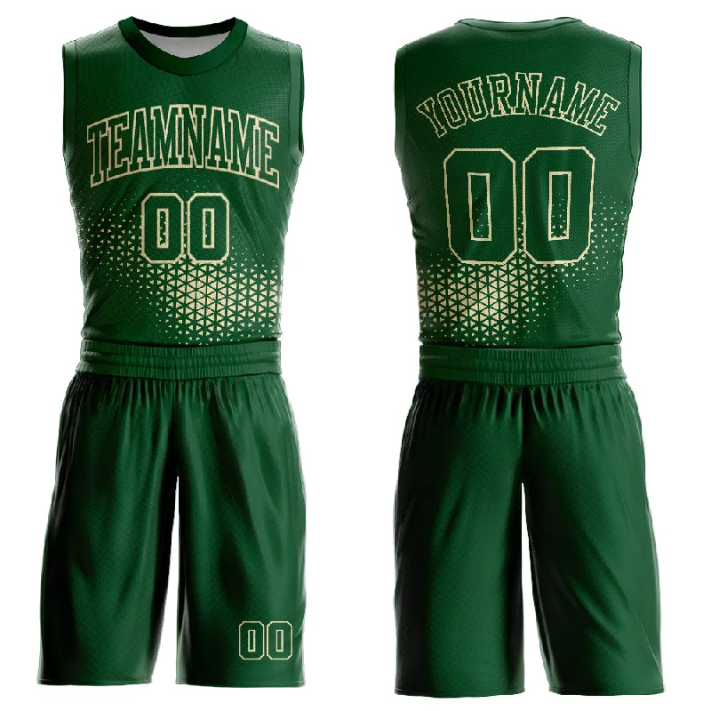 Personalized Basketball Jersey-Custom Green Cream Round Neck Sublimation Basketball Suit Jersey