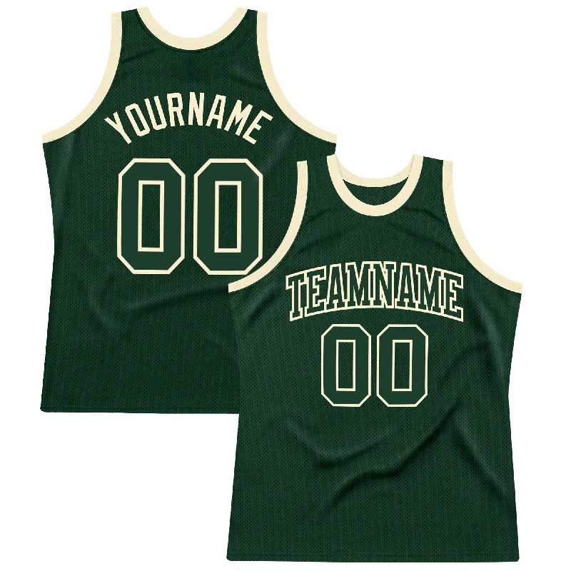 Basketball Jersey for Sports Teams-Custom Hunter Green Green-Cream Authentic Throwback Basketball Jersey