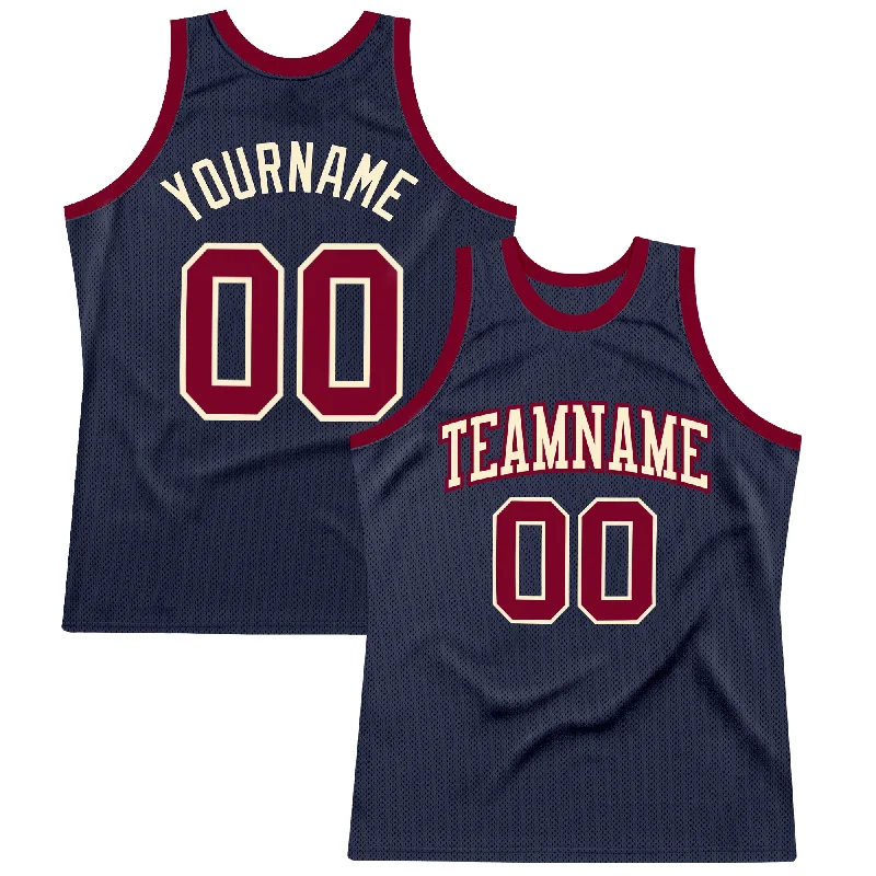 Basketball Jersey for Spring Games-Custom Navy Maroon-Cream Authentic Throwback Basketball Jersey