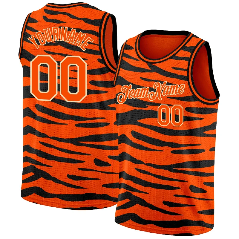 Basketball Jersey for Basketball Leagues-Custom Orange Cream 3D Pattern Design Tiger Print Authentic Basketball Jersey