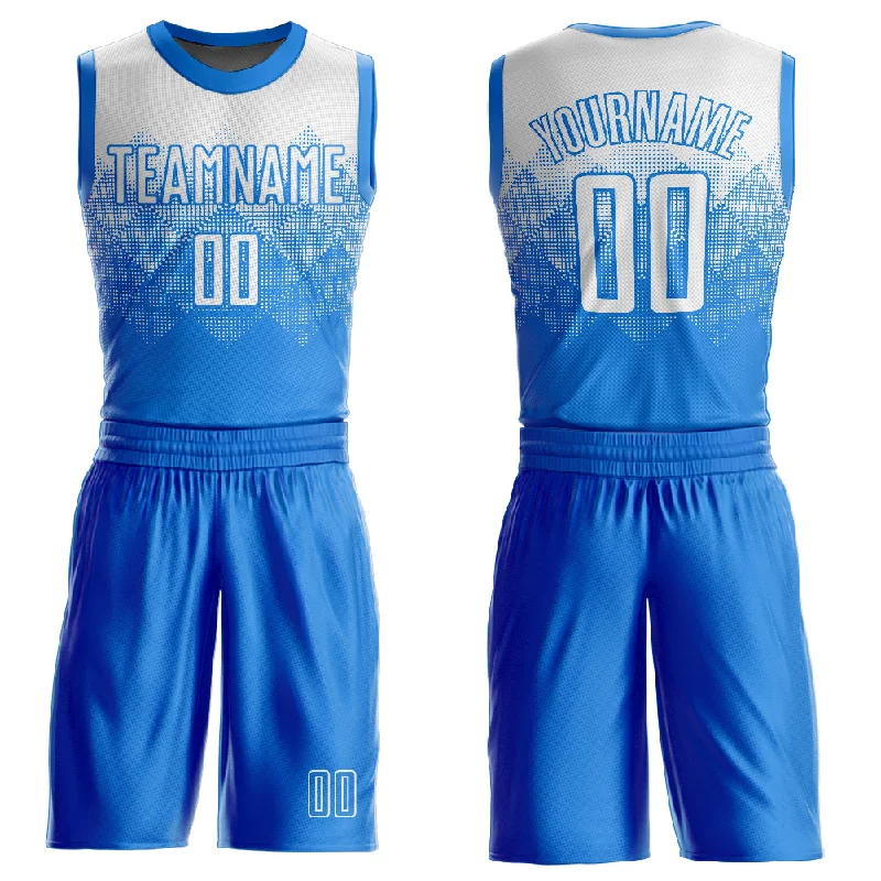 Basketball Jersey with Custom Design-Custom Powder Blue White Round Neck Sublimation Basketball Suit Jersey