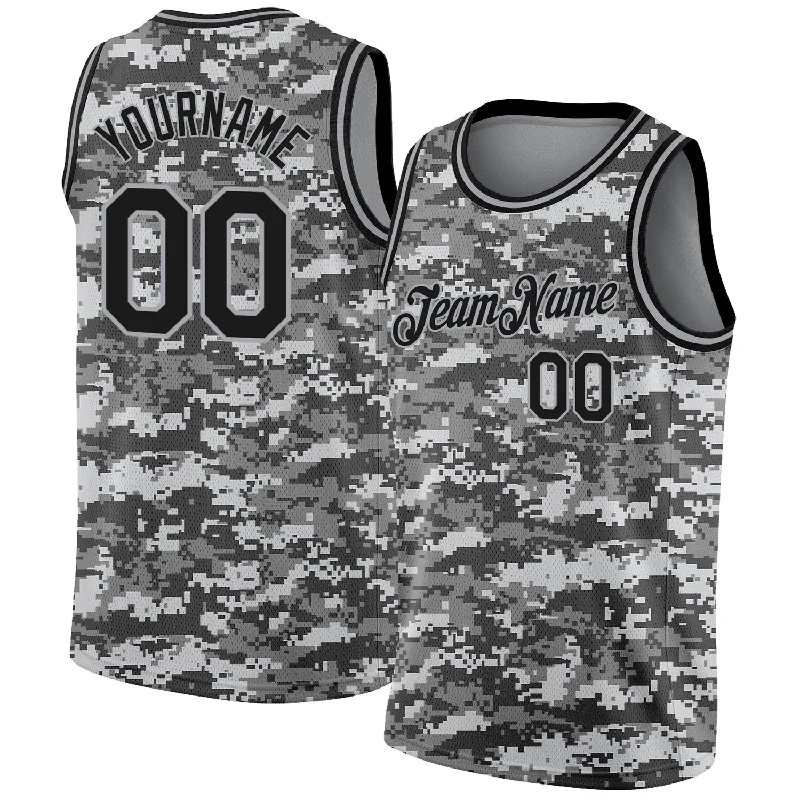 Basketball Jersey with Cool Color Scheme-Custom Camo Black-Gray 3D Authentic Salute To Service Basketball Jersey