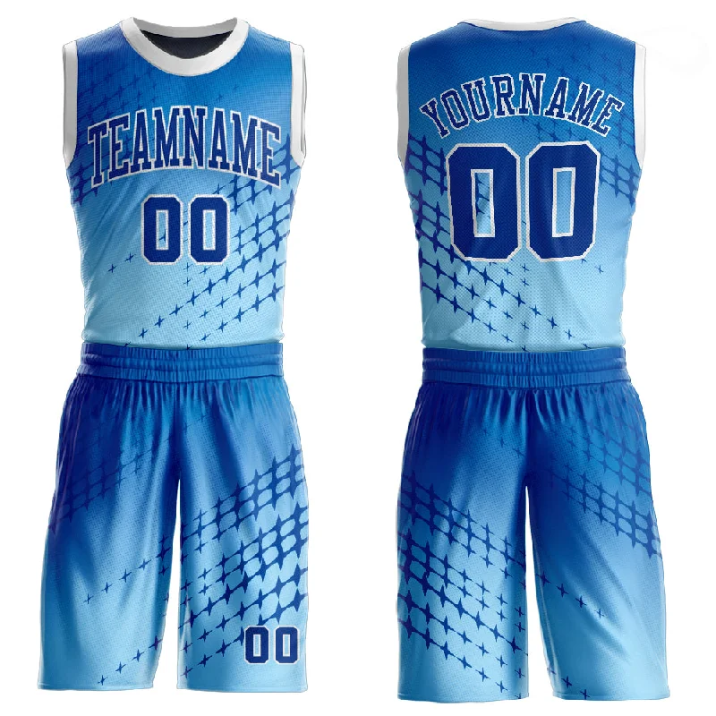 Basketball Jersey with Flag Design-Custom Blue Royal-Light Blue Round Neck Sublimation Basketball Suit Jersey