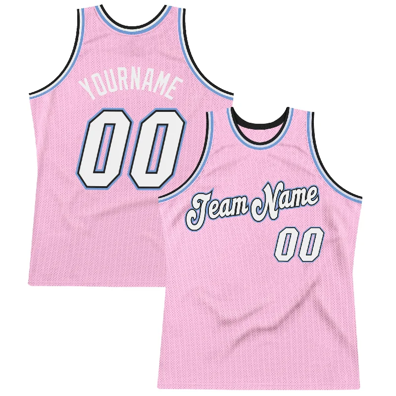 Personalized Basketball Jersey-Custom Light Pink White-Light Blue Authentic Throwback Basketball Jersey