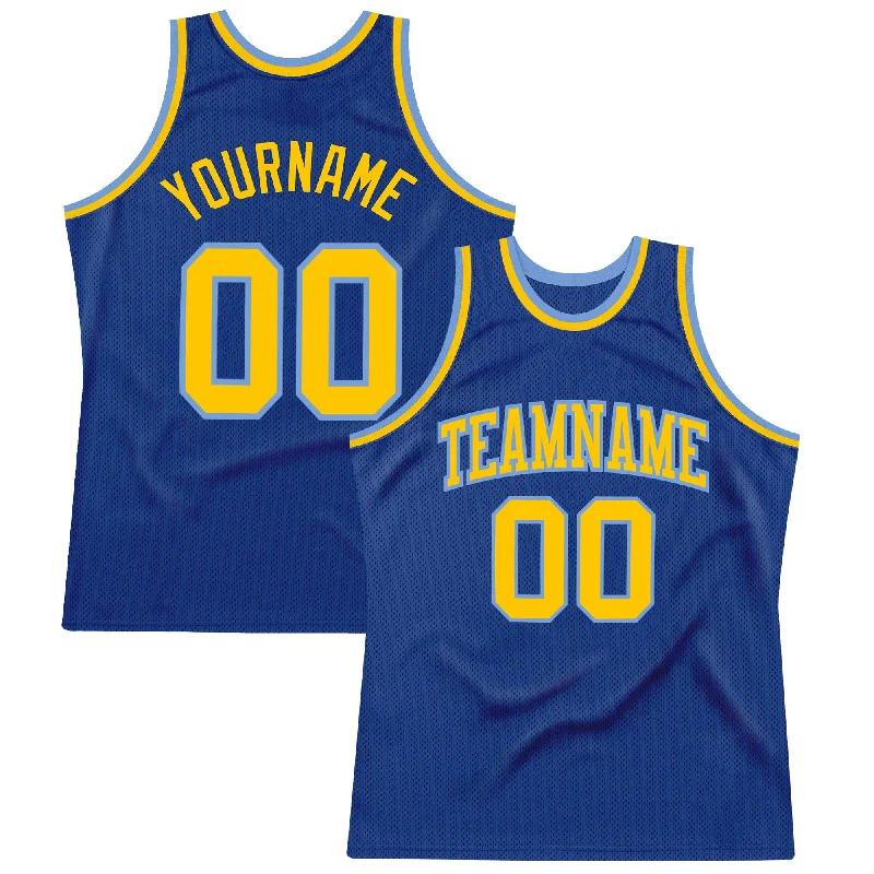 Basketball Jersey for Fan Support-Custom Royal Gold-Light Blue Authentic Throwback Basketball Jersey