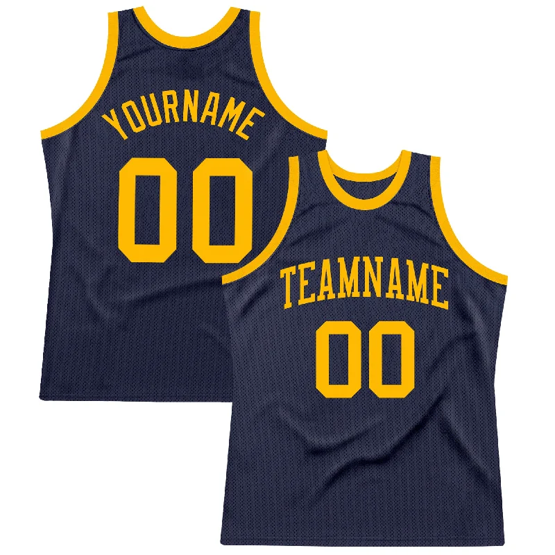 Basketball Jersey for Custom Event-Custom Navy Gold Authentic Throwback Basketball Jersey