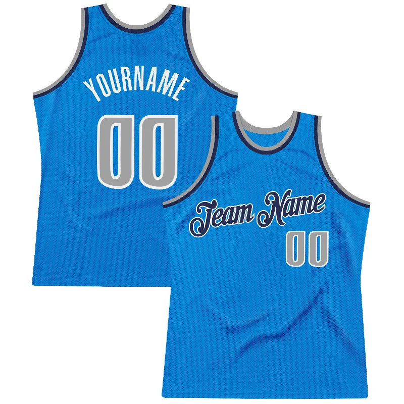 Custom Basketball Jersey Design-Custom Blue Gray-Navy Authentic Throwback Basketball Jersey