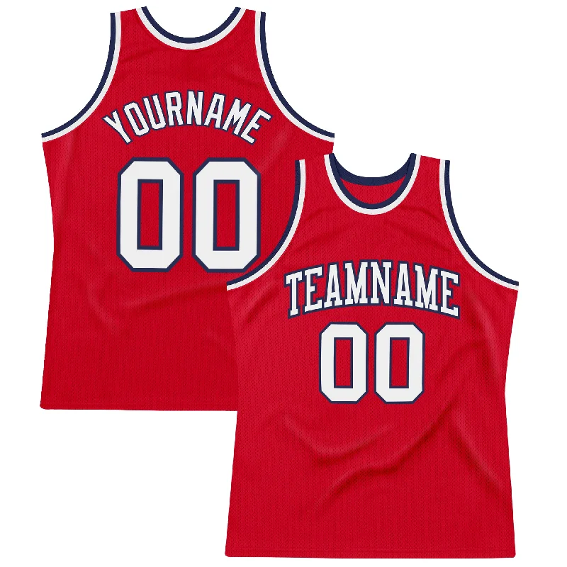 Basketball Jersey for School Sports-Custom Red White-Navy Authentic Throwback Basketball Jersey