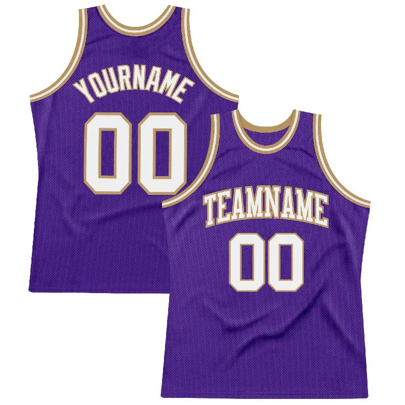 Unique Basketball Jersey-Custom Purple White-Old Gold Authentic Throwback Basketball Jersey