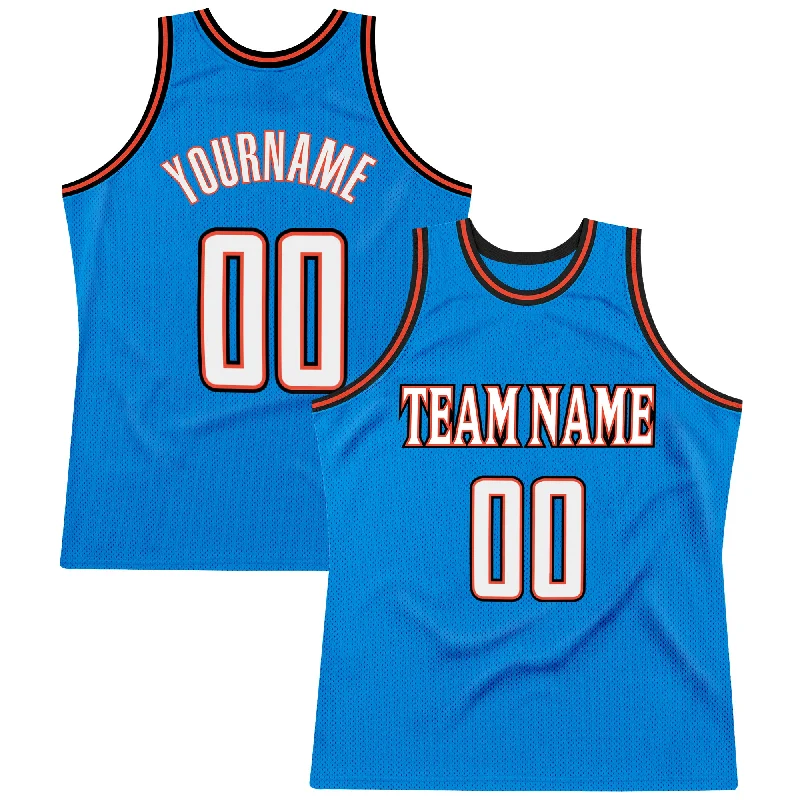 Basketball Jersey for Sport Events-Custom Blue White-Orange Authentic Throwback Basketball Jersey