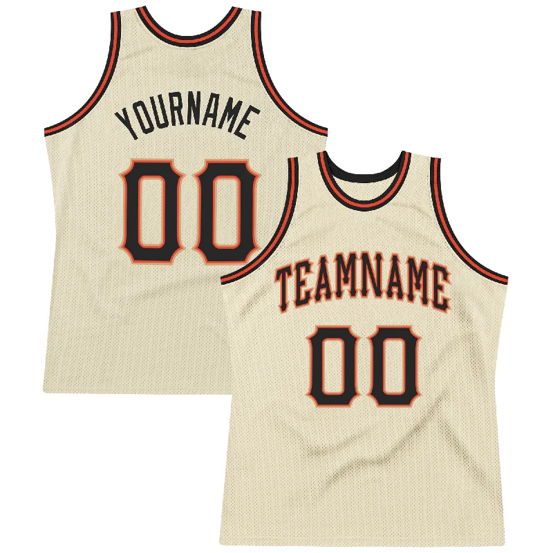 Basketball Jersey for College Students-Custom Cream Black-Orange Authentic Throwback Basketball Jersey