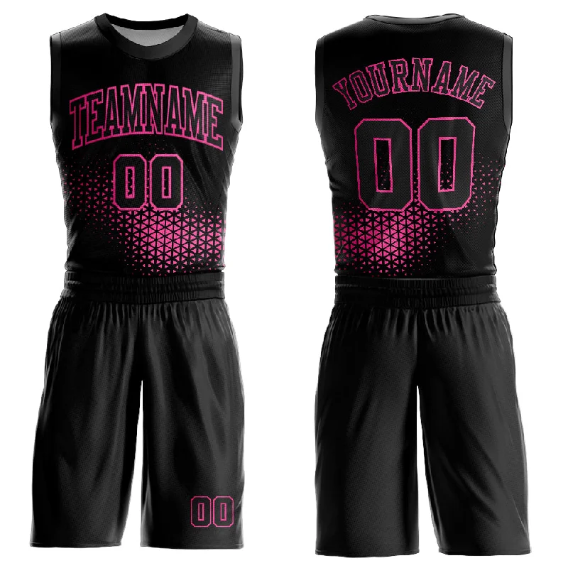 NBA Basketball Jersey-Custom Black Pink Round Neck Sublimation Basketball Suit Jersey