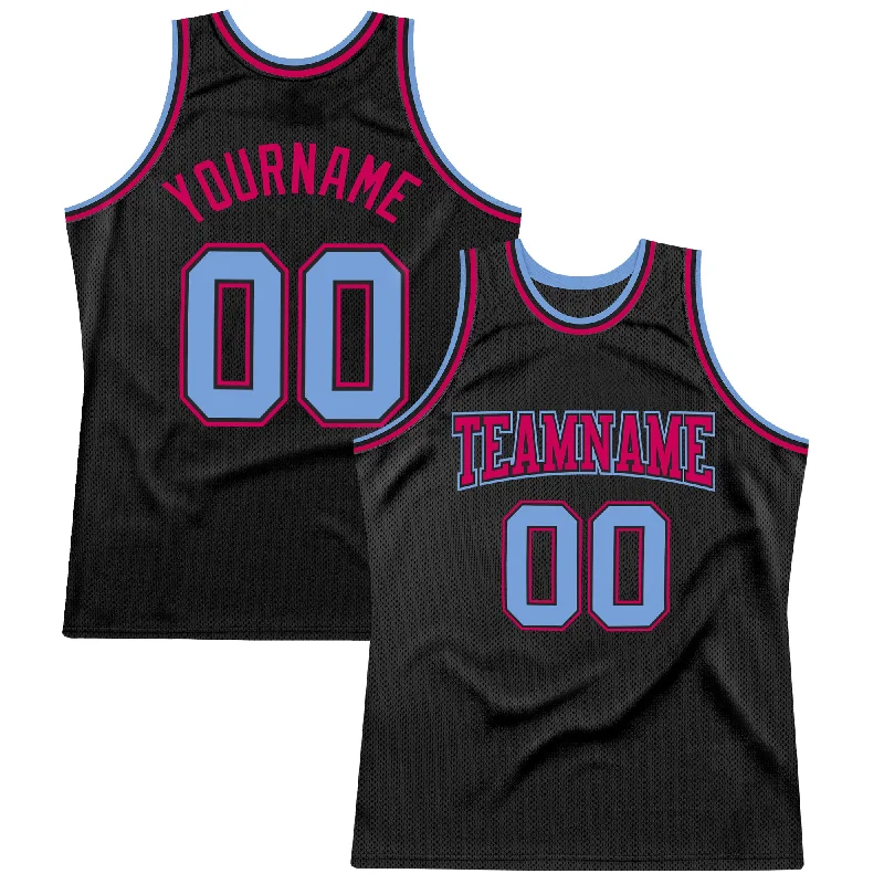 Basketball Jersey with Personalized Design-Custom Black Light Blue-Pink Authentic Throwback Basketball Jersey