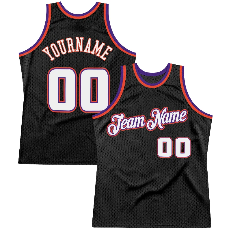 Basketball Jersey for Away Games-Custom Black White-Purple Authentic Throwback Basketball Jersey