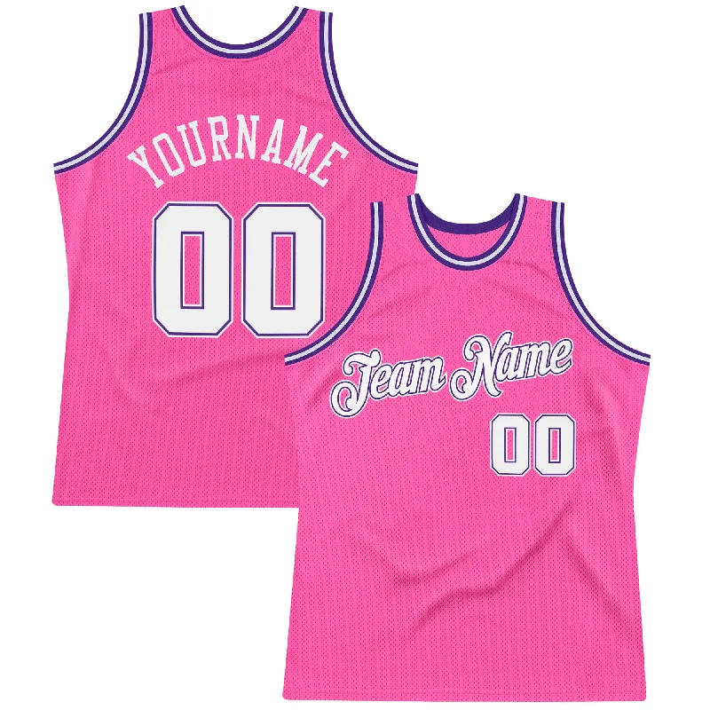 Unique Basketball Jersey-Custom Pink White-Purple Authentic Throwback Basketball Jersey