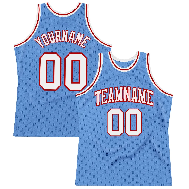 Custom Basketball Jersey with Bold Prints-Custom Light Blue White-Red Authentic Throwback Basketball Jersey