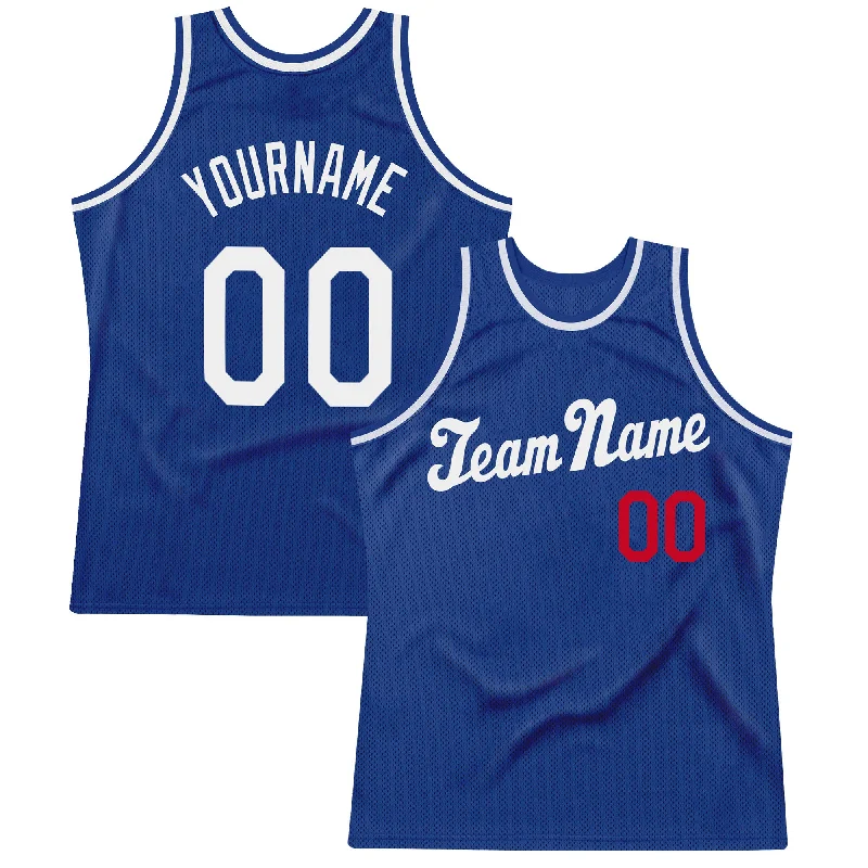 Basketball Jersey with Team Number-Custom Royal White-Red Authentic Throwback Basketball Jersey