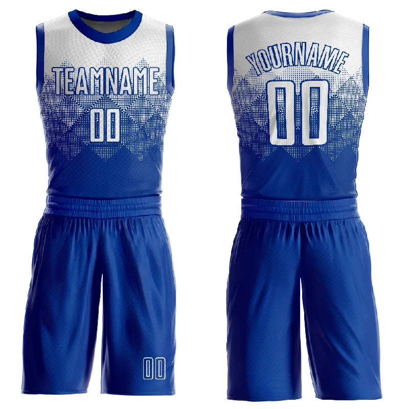 Basketball Jersey for Club Events-Custom Royal White Round Neck Sublimation Basketball Suit Jersey