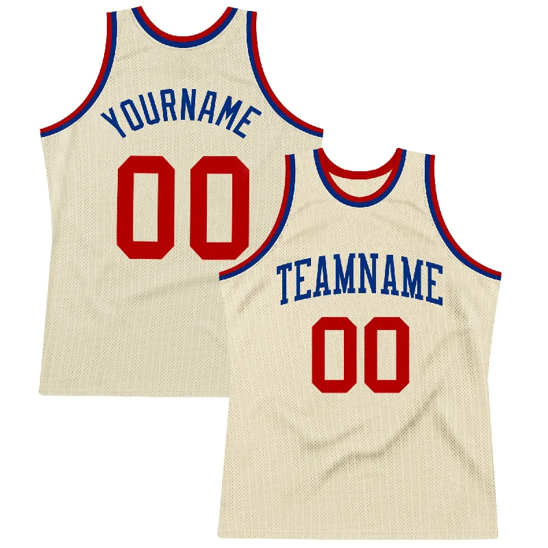 Basketball Jersey with Special Patches-Custom Cream Red-Royal Authentic Throwback Basketball Jersey