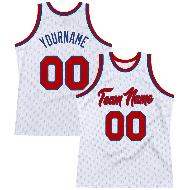 Basketball Jersey for Fundraising Events-Custom White Red-Royal Authentic Throwback Basketball Jersey