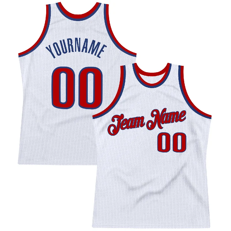 Basketball Jersey with Unique Graphics-Custom White Red-Royal Authentic Throwback Basketball Jersey