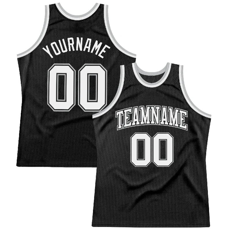 Basketball Jersey for Home Games-Custom Black White-Gray Authentic Throwback Basketball Jersey