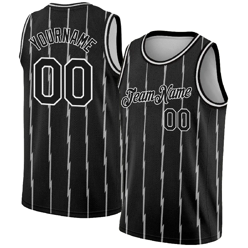 Basketball Jersey with New Style-Custom Black White Lines Authentic City Edition Basketball Jersey