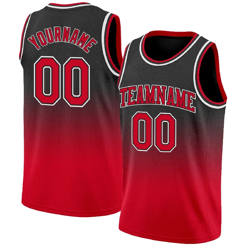 Custom Basketball Jersey with Logo Design-Custom Black Red-White Authentic Fade Fashion Basketball Jersey