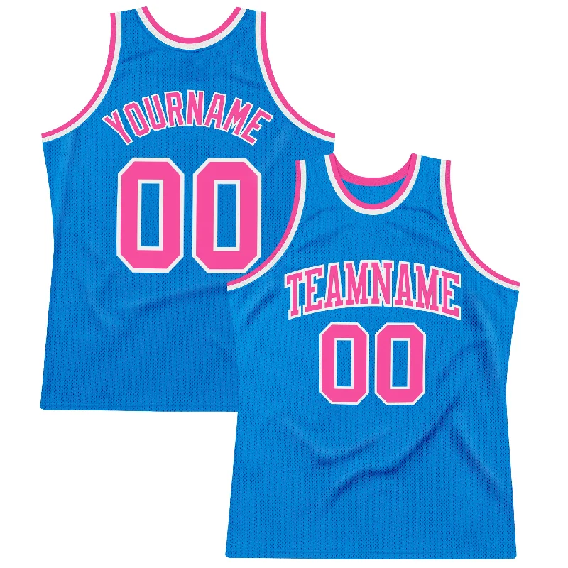 Basketball Jersey with Artistic Print-Custom Blue Pink-White Authentic Throwback Basketball Jersey