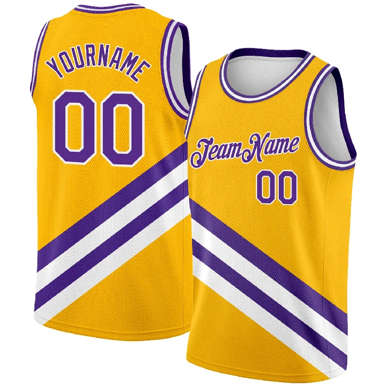 Lightweight Basketball Jersey-Custom Gold Purple-White Modern Authentic City Edition Basketball Jersey