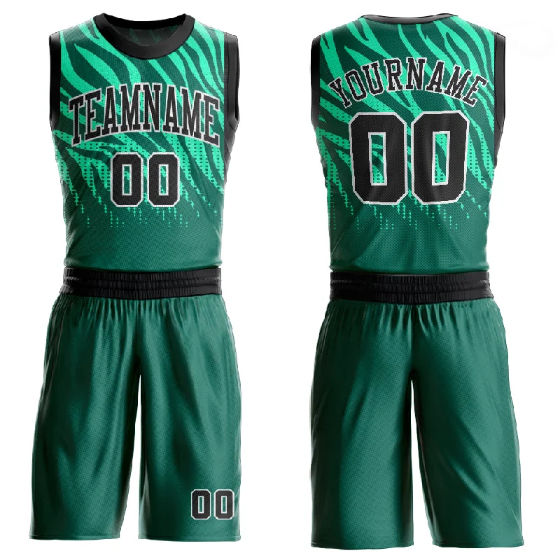 Basketball Jersey for Basketball Fans-Custom Kelly Green Black-White Round Neck Sublimation Basketball Suit Jersey