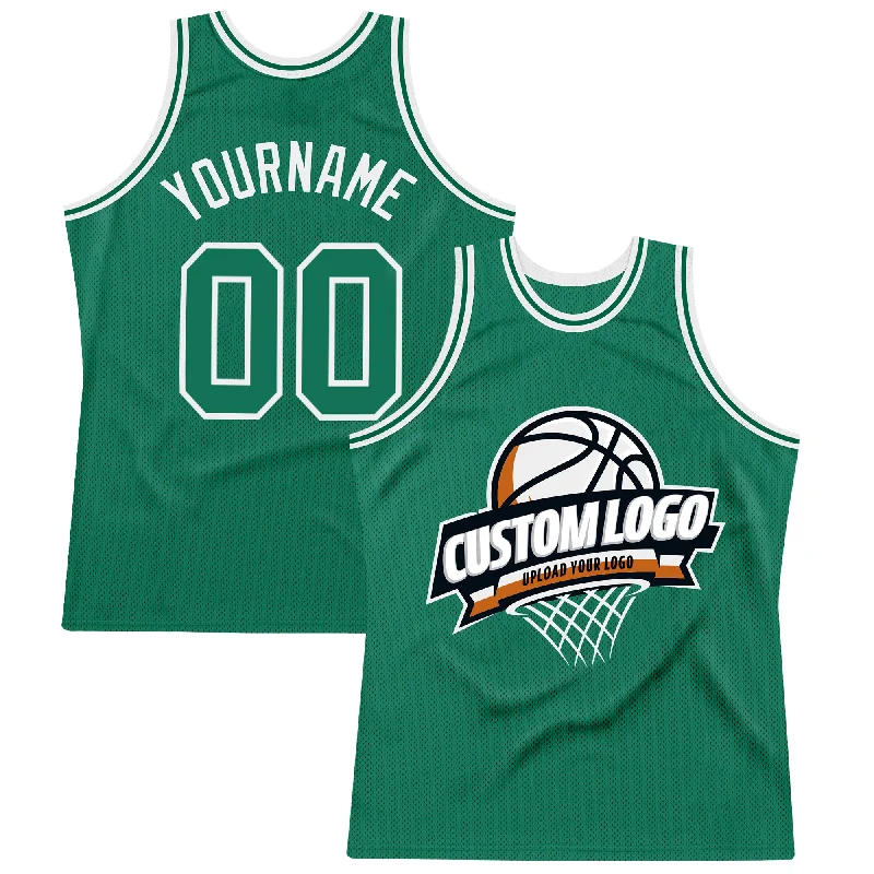 Basketball Jersey for Practice Games-Custom Kelly Green White Authentic Throwback Basketball Jersey