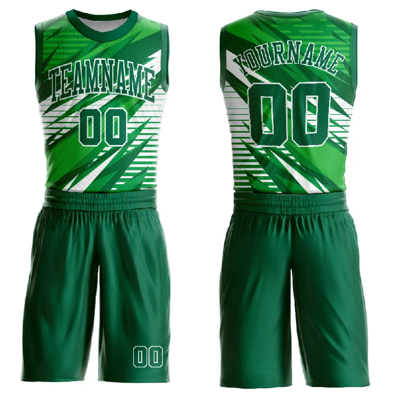 Basketball Jersey for High School Basketball-Custom Kelly Green White Round Neck Sublimation Basketball Suit Jersey