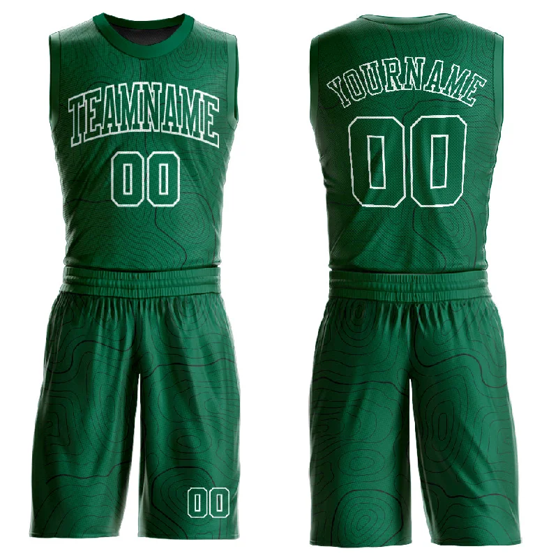 Basketball Jersey with Modern Fit-Custom Kelly Green White Round Neck Sublimation Basketball Suit Jersey