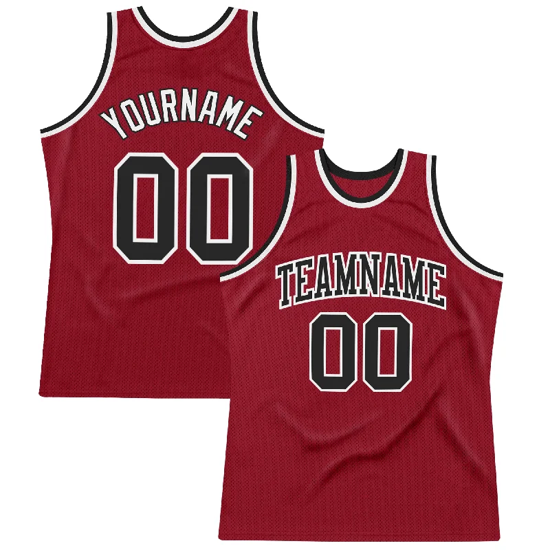 Basketball Jersey with Various Colors-Custom Maroon Black-White Authentic Throwback Basketball Jersey