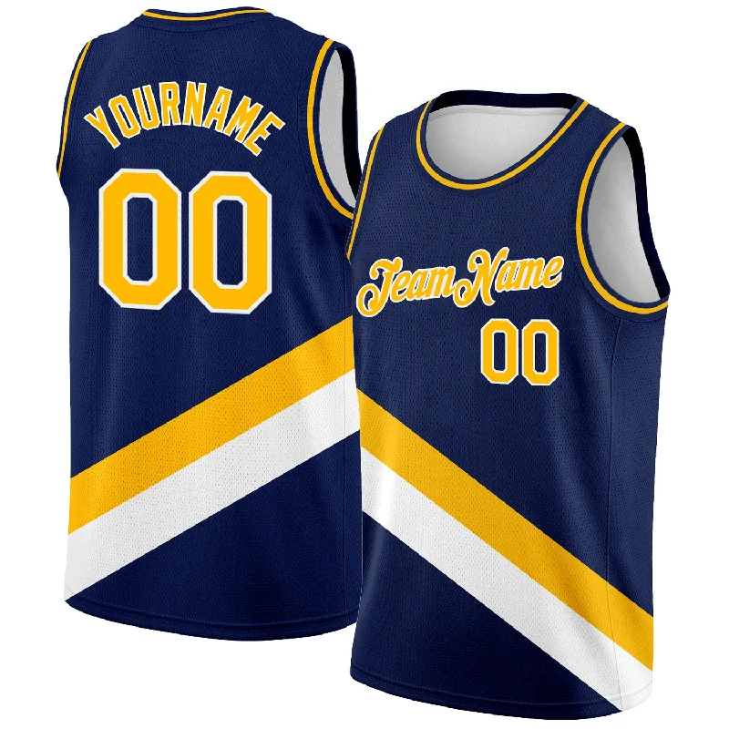 Basketball Jersey for Senior League-Custom Navy Gold-White Modern Authentic City Edition Basketball Jersey