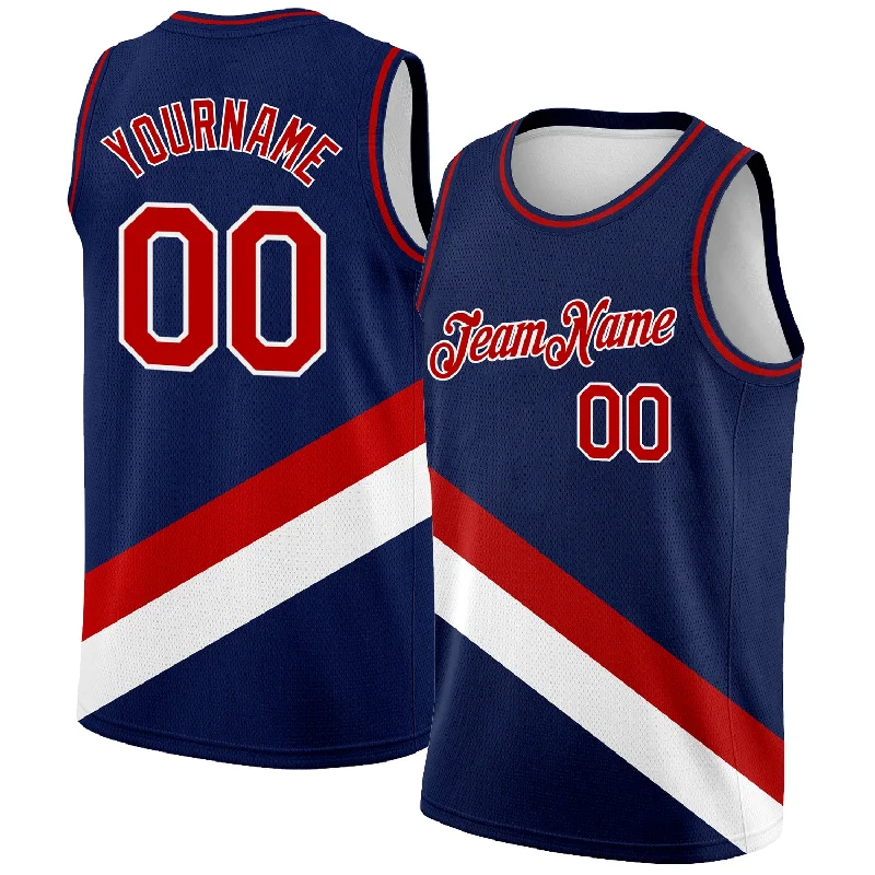 Custom Basketball Jersey for Fans-Custom Navy Red-White Modern Authentic City Edition Basketball Jersey