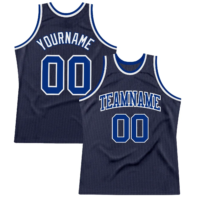 Basketball Jersey with Eye-catching Design-Custom Navy Royal-White Authentic Throwback Basketball Jersey