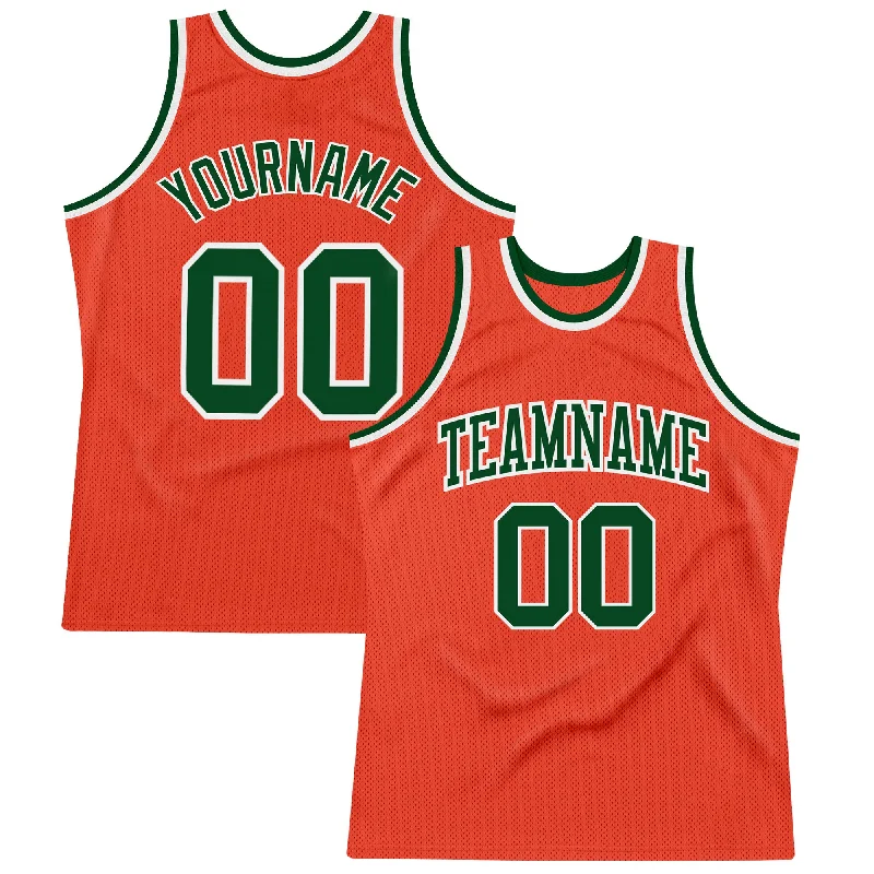 Embroidered Basketball Jersey-Custom Orange Green-White Authentic Throwback Basketball Jersey