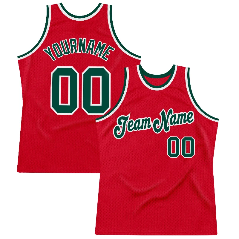 Basketball Jersey for Softball Teams-Custom Red Green-White Authentic Throwback Basketball Jersey