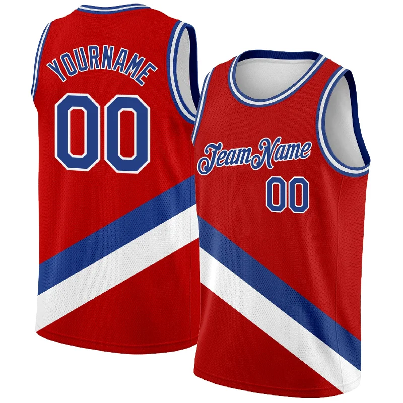 Custom Basketball Jersey with Number-Custom Red Royal-White Modern Authentic City Edition Basketball Jersey