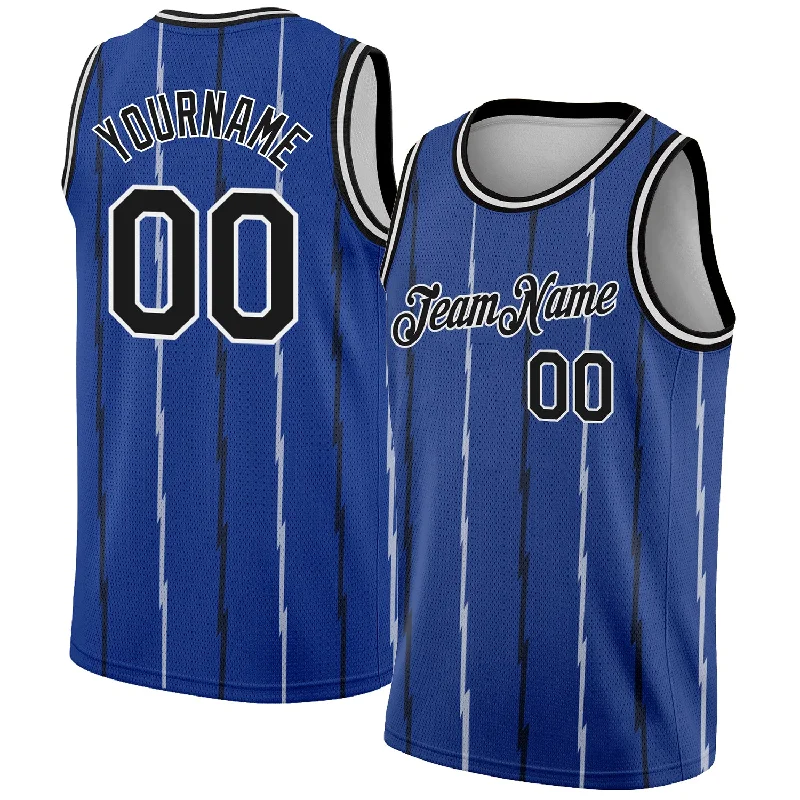 Basketball Jersey for Fan Support-Custom Royal Black-White Lines Authentic City Edition Basketball Jersey