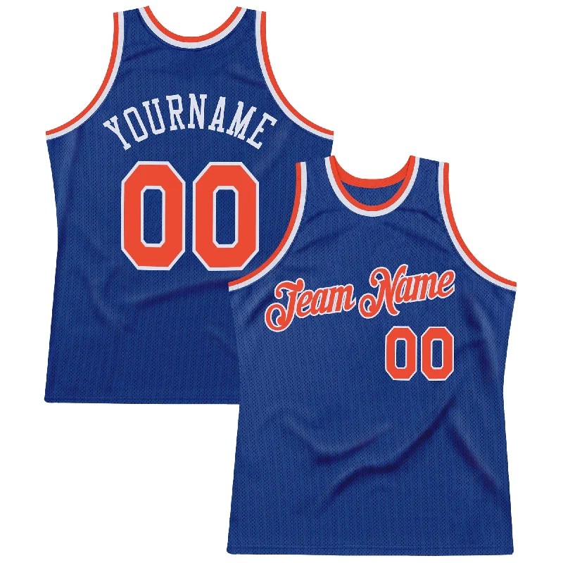 Basketball Jersey with Flag Design-Custom Royal Orange-White Authentic Throwback Basketball Jersey