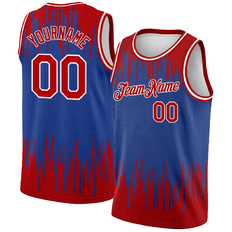 Basketball Jersey for Basketball Championships-Custom Royal Red-White Abstract Vertical Lines Authentic City Edition Basketball Jersey