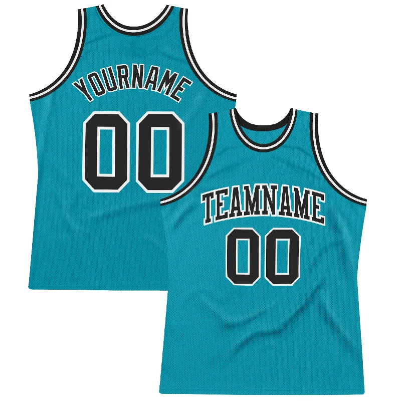 Basketball Jersey for League Players-Custom Teal Black-White Authentic Throwback Basketball Jersey