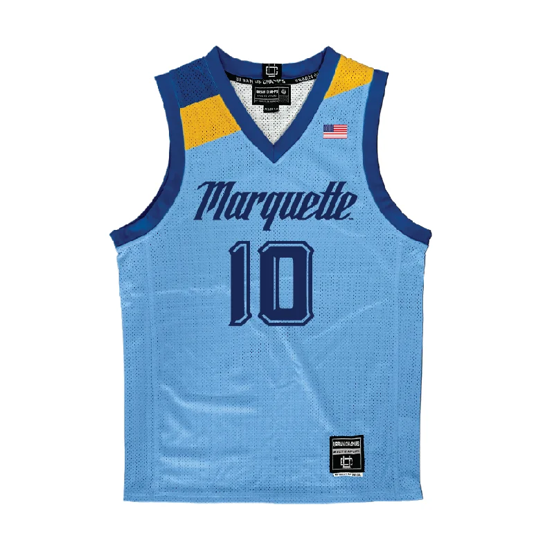 Basketball Jersey for Basketball Fans-Championship Blue Marquette Men's Basketball Jersey  - Damarius Owens